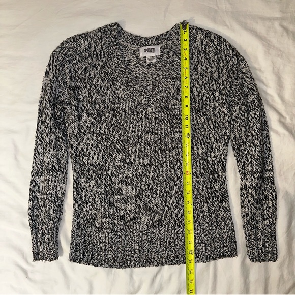 ♥️ Victoria’s Secret Pink V-Neck Knit Sweater Jumper Heather Grey XS - Picture 4 of 9